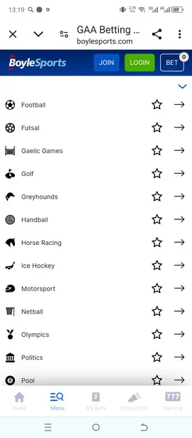 BoyleSports app iPhone